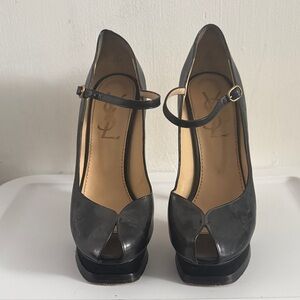 Yves Saint Laurent Black Peep-Toe Mary Jane Heels
